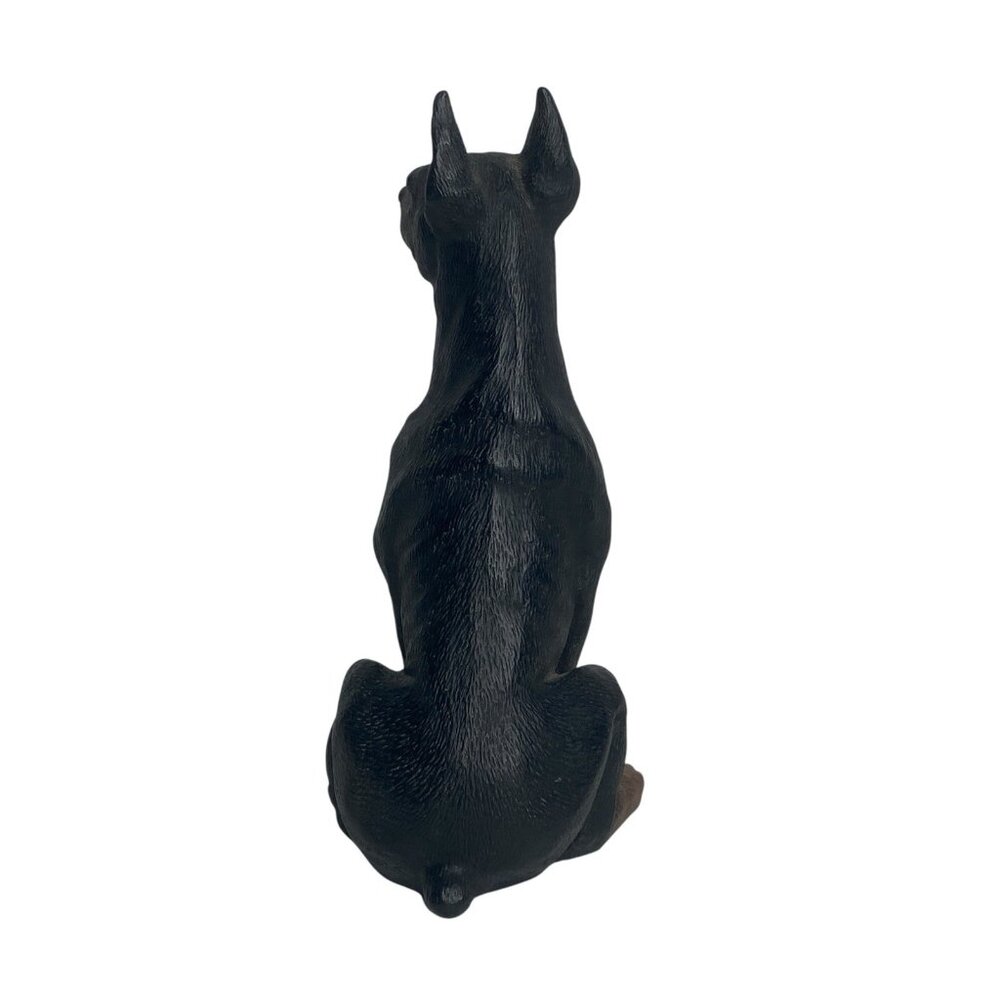 Doberman Pinscher Dog Figurine Universal Statuary 7” Tall Sitting Black Tan USA - Picture 9 of 13
